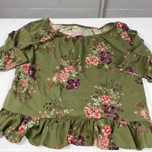 Women’s Green Soft Ruffled Top